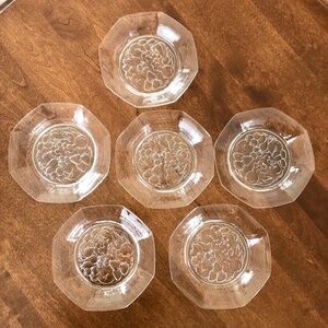 FELIX POTIN, La Parisienne, RARE, Vintage, Octagonal, Glass, Dessert Plates, 6